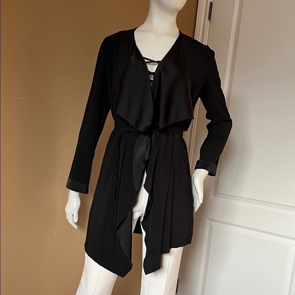 le chateau Black Draped Tie-Front Robe Jacket